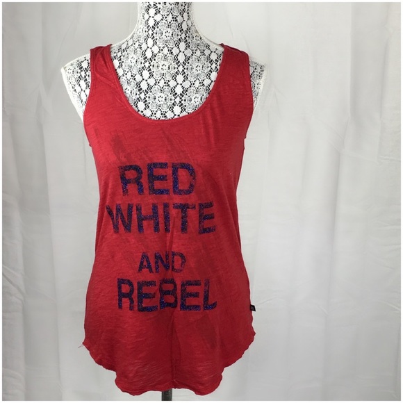 Rock & Republic Tops - Rock & Republic Red Graphic Front Tank Top